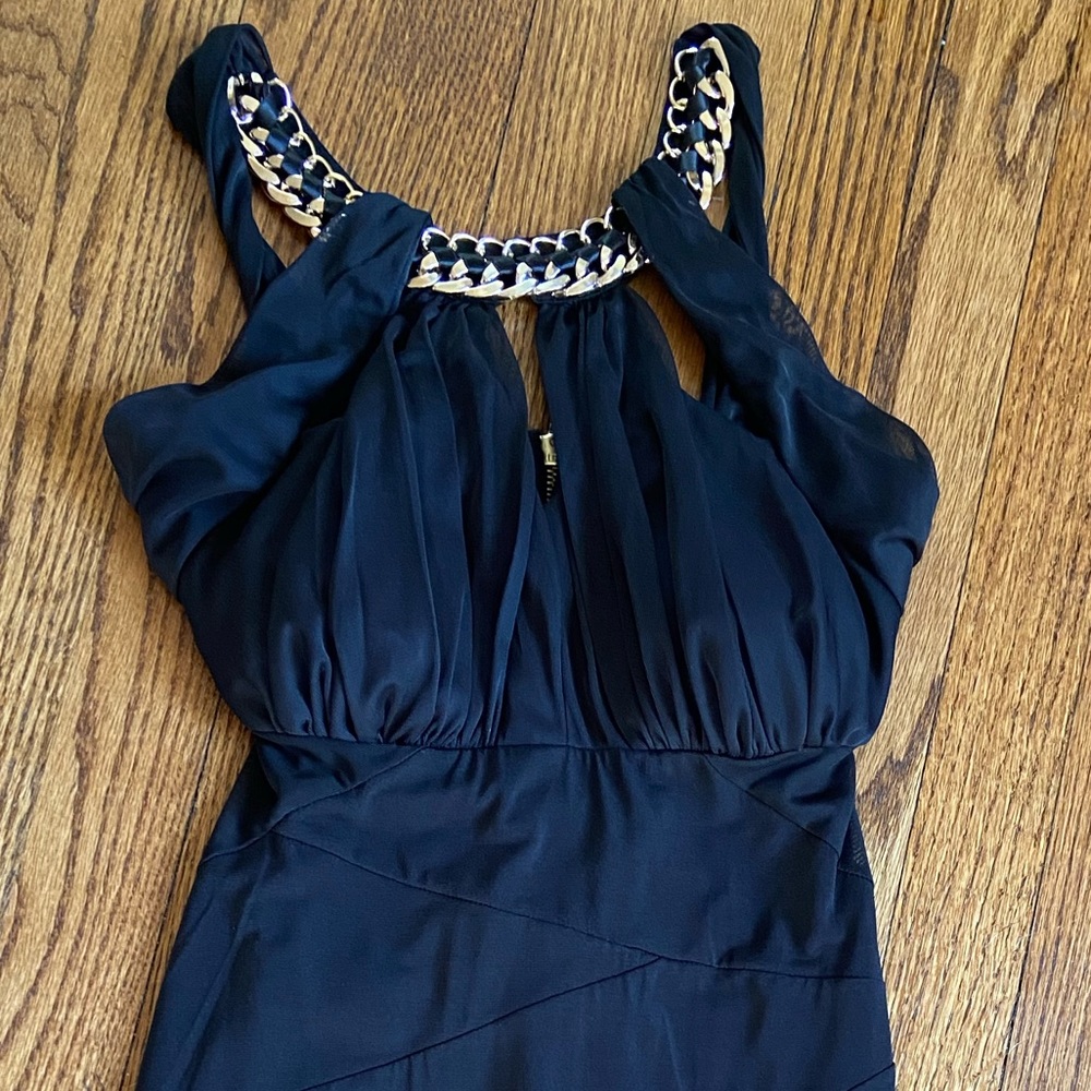 Emerald Sunday Black & Gold Chain Bodycon Dress S